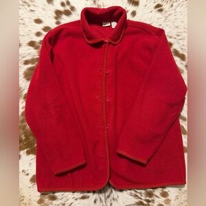 Red Button-Up Fleece and cordeoruy jacket